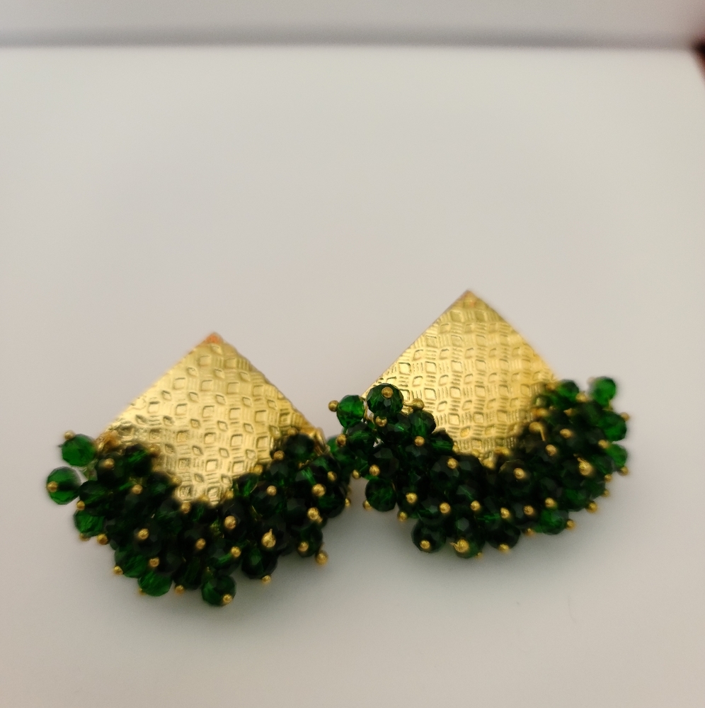 Green diamond shaped earrings